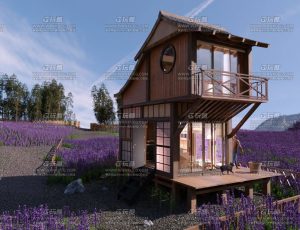 薰衣草花田木屋场景Blend工程源文件