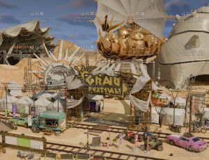 蒸汽朋克废土风格主题乐园场景Blend工程源文件