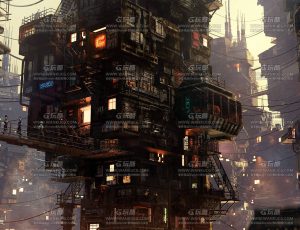 超精细大型赛博朋克工业区大场景Blend工程源文件