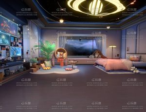 可爱舒适时尚卡通卧室场景Blend工程源文件