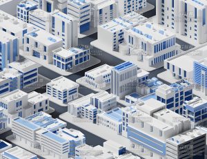 蓝色简约风格卡通场景Blend工程源文件