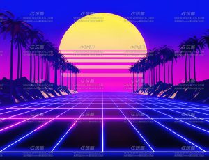 赛博朋克蒸汽波炫彩场景Blend工程源文件