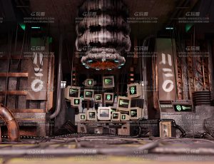 生锈的科幻黑客电脑卧室场景Blend工程源文件