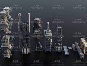 损坏科技建筑模型包Blend资产库