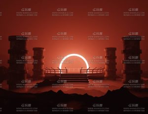 红色氛围能源中心Blend工程源文件