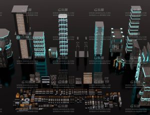 科幻建筑结构零件房屋模型包Blend资产库