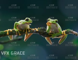 电影级VFX动画高精度青蛙Blend模型
