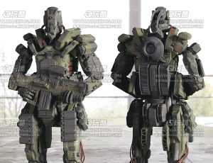 高精度科幻机器人士兵战士Blend模型