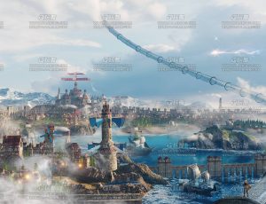 海岛天空之城场景Blend工程源文件
