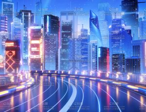 科幻城市马路酷炫场景C4D工程源文件