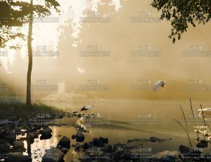 清晨河边树林小溪场景Blend工程源文件