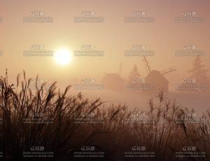 夕阳下芦苇牧场动画场景Blend工程源文件