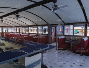 美国高档休闲吧室内场景Blend工程源文件