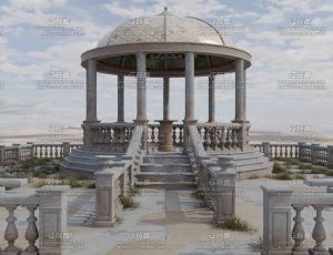 西域沙漠休闲亭场景Blend工程源文件