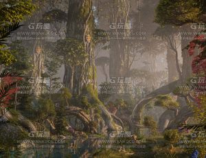 奇幻树林河流小路场景Blend工程源文件