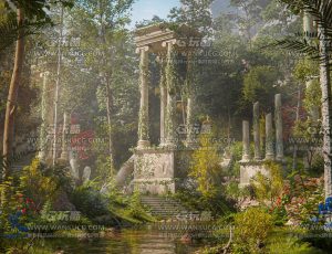 河流树林遗迹场景Blend工程源文件