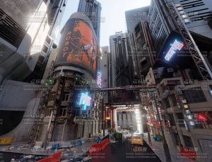 未来清晨赛博朋克科幻都市场景Blend工程源文件