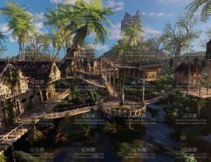 中世纪高精度河边维京村庄Blend工程源文件