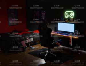 男孩子的电脑卧室房间Blend工程源文件