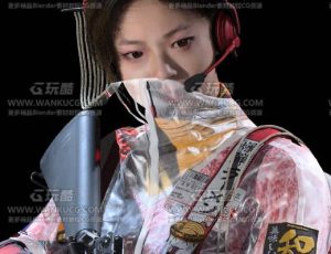 日本赛博朋克装扮风格女兵Blend模型