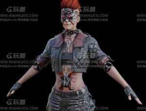 高级赛博朋克改造女机器人Blend模型