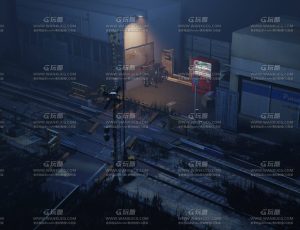 日本夜晚废弃火车站Blend工程源文件