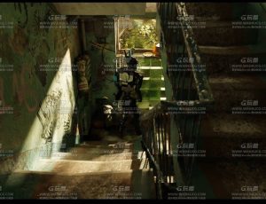 机器人与破旧楼梯动画场景Blend工程源文件