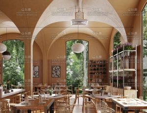 时尚风格休闲餐厅超写实渲染场景Blend工程源文件