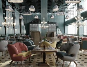 西式高档餐厅超写实渲染场景Blend工程源文件