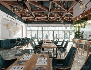 高档美式餐厅超写实渲染场景Blend工程源文件