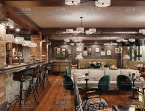 高档休闲吧超写实渲染场景Blend工程源文件