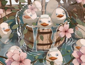 泡澡的小鸟动画卡通场景Blend工程源文件