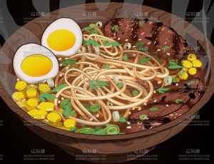 热气腾腾的拉面Blend模型