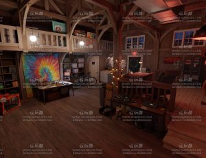 西部牛仔风格卧室场景Blend工程源文件