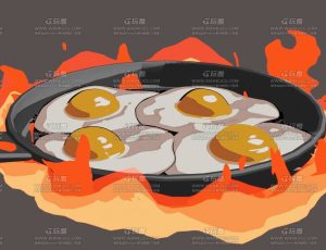 煎荷包蛋卡通动画场景Blend工程源文件