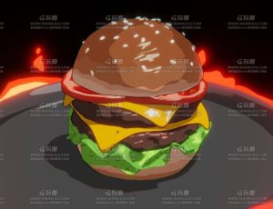 卡通汉堡Blend模型