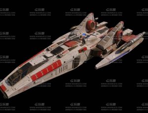 红色宇宙飞机战机Blend模型