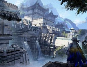 赛博古风城寨科幻建筑水坝场景Blend工程源文件