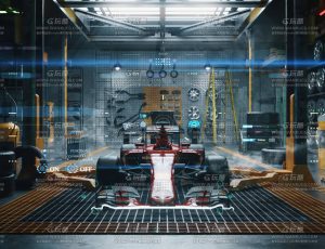 科幻赛车修理加工室C4D工程源文件