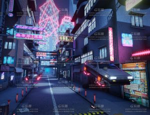 UE5素材—赛博朋克城市小场景