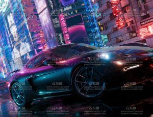 赛博朋克街头汽车场景Blend工程源文件