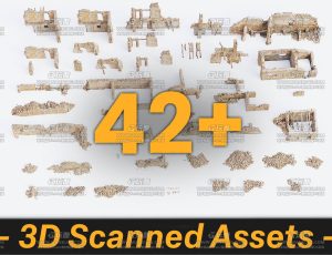 42+扫描高精度废弃墙板碎石模型包Blend资产库