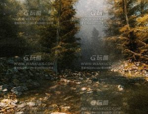 秋季树林河流场景C4D工程源文件