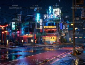 UE5素材—东京酷炫霓虹灯赛博朋克街道