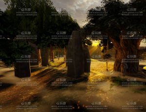 林中墓地场景Blend工程源文件