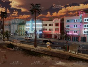 迈阿密黄昏场景Blend工程源文件