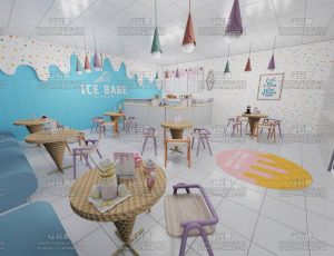 清新奶茶店场景环境Blend工程源文件