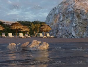 干净的海边环境场景Blend工程源文件