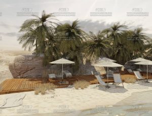 海滩度假环境场景Blend工程源文件