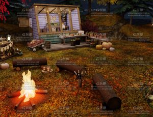 秋天野炊场景Blend工程源文件